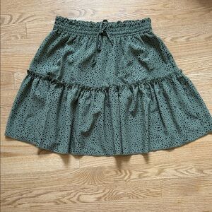 Elegant Green Eyelet Mini Skirt
